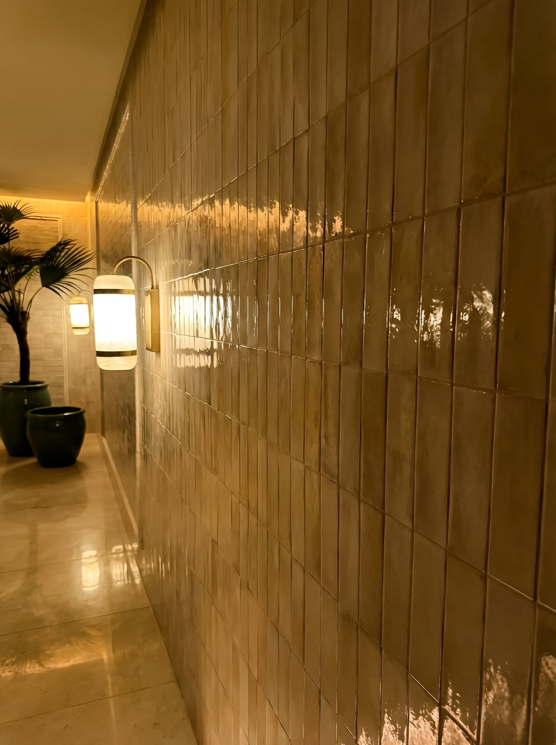 Handmade Zellige tiles in the steam room